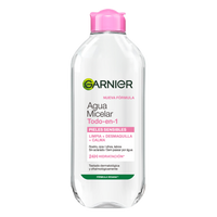 Garnier Água Micelar Tudo em 1: Limpa, remove a maquilhagem, elimina as impurezas e hidrata.