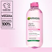 Garnier Água Micelar Tudo em 1: Limpa, remove a maquilhagem, elimina as impurezas e hidrata.